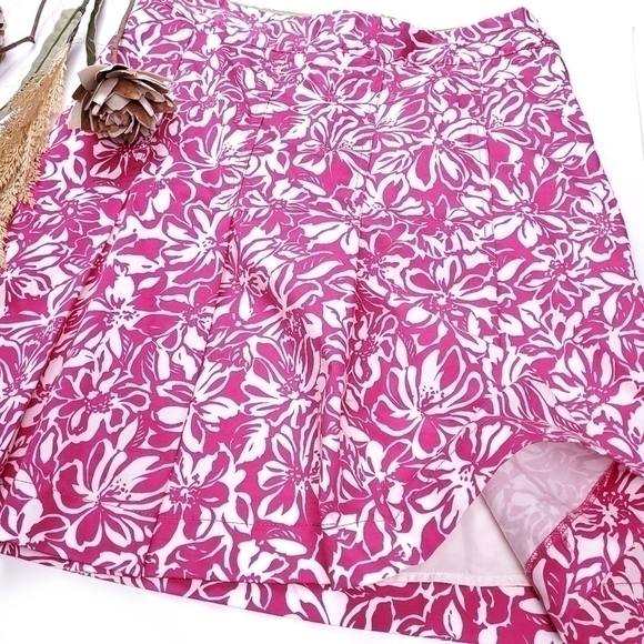 Worthington Stretch Pink White Floral Skirt Sz 12 - Picture 5 of 15